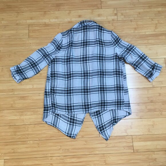 EUC Aéropostale Gray Lightweight Plaid Open-Front Cardigan - Picture 3 of 4